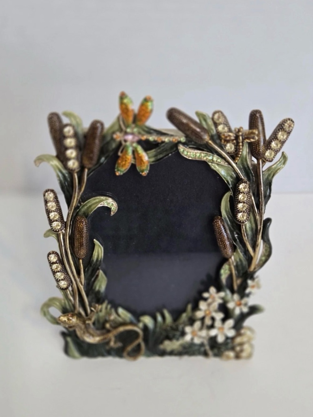 Ornate Floral Dragonfly Decorative Picture Frame - Gold & Green - Picture 4 of 6